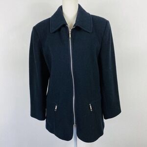 Vintage Mario De Pinto Black Wool Blend Full Zip Jacket